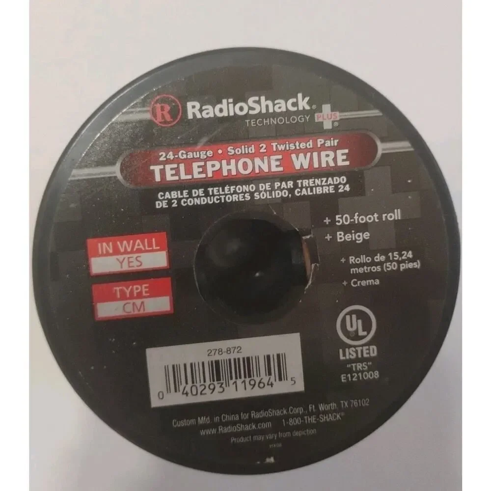 RadioShack 24-Gauge . Solid 2 Twisted Pare TELEPHONE WIRE 50 Foot roll Beige-27